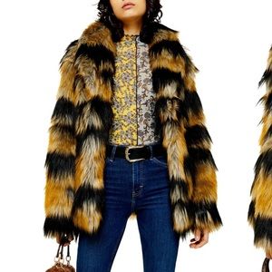NWOT Topshop Boxy Faux Fur Coat